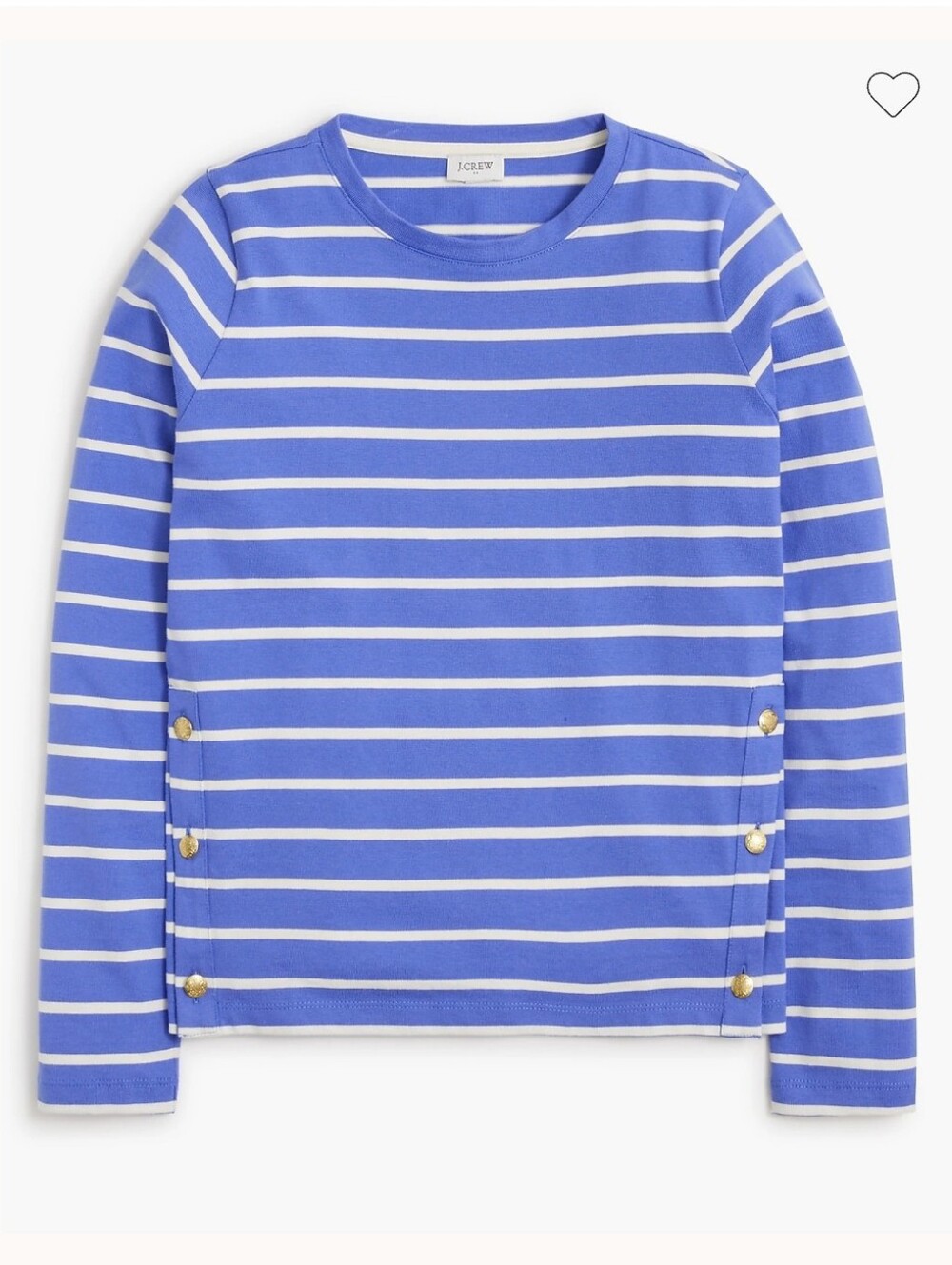 J. Crew Factory Women's Striped Long Sleeve Side-Button Top Size M Nautical Blue